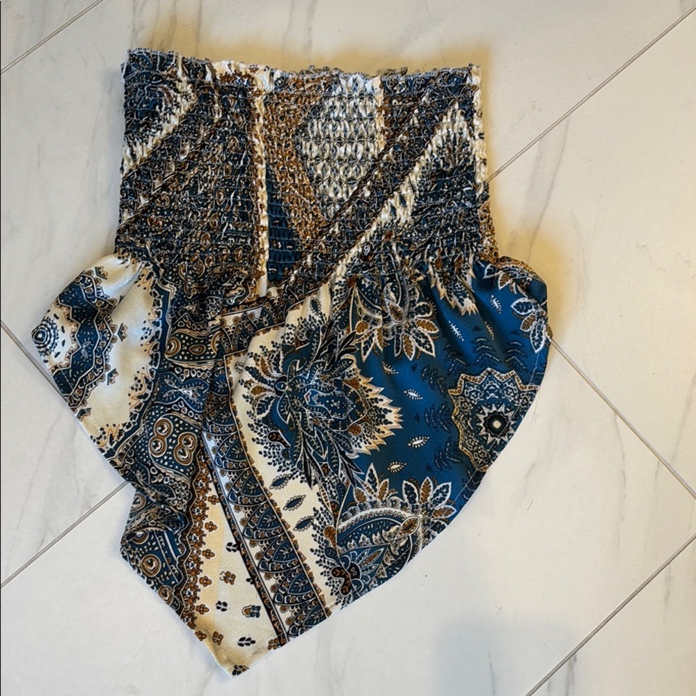 Bohemian Blue and Cream Patterned Skirt